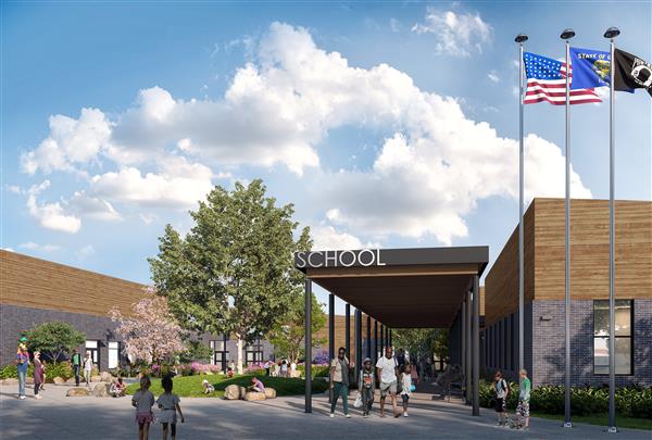 Front of building rendering